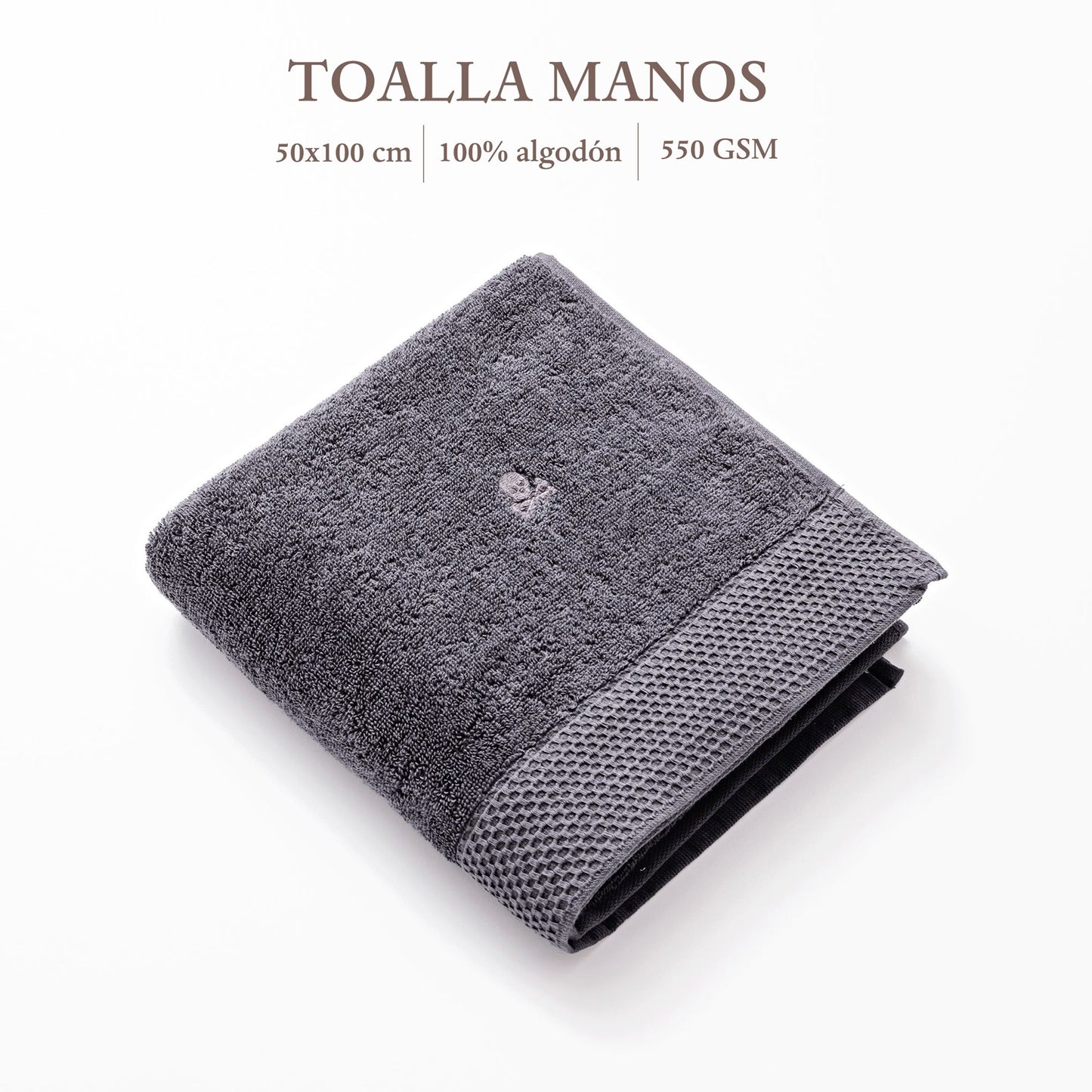Toalla De Manos 50x100cm 100% Algodón Gris 500gsm Con Logo Bordado Scalpers Home_1