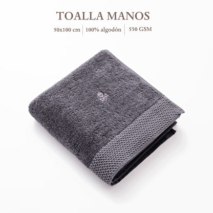 Toalla De Manos 50x100cm 100% Algodón Gris 500gsm Con Logo Bordado Scalpers Home_1