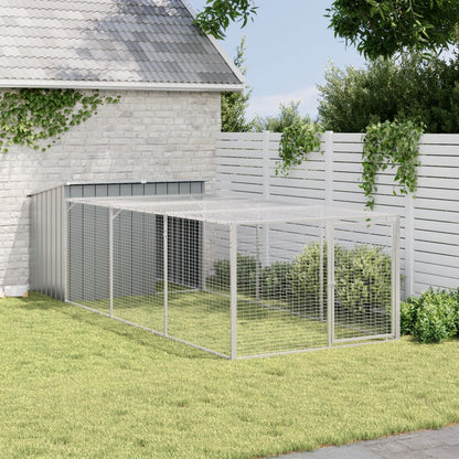 Caseta Para Perro Con Corral Antracita 153x396x110 Cm Acero Galvanizado_2