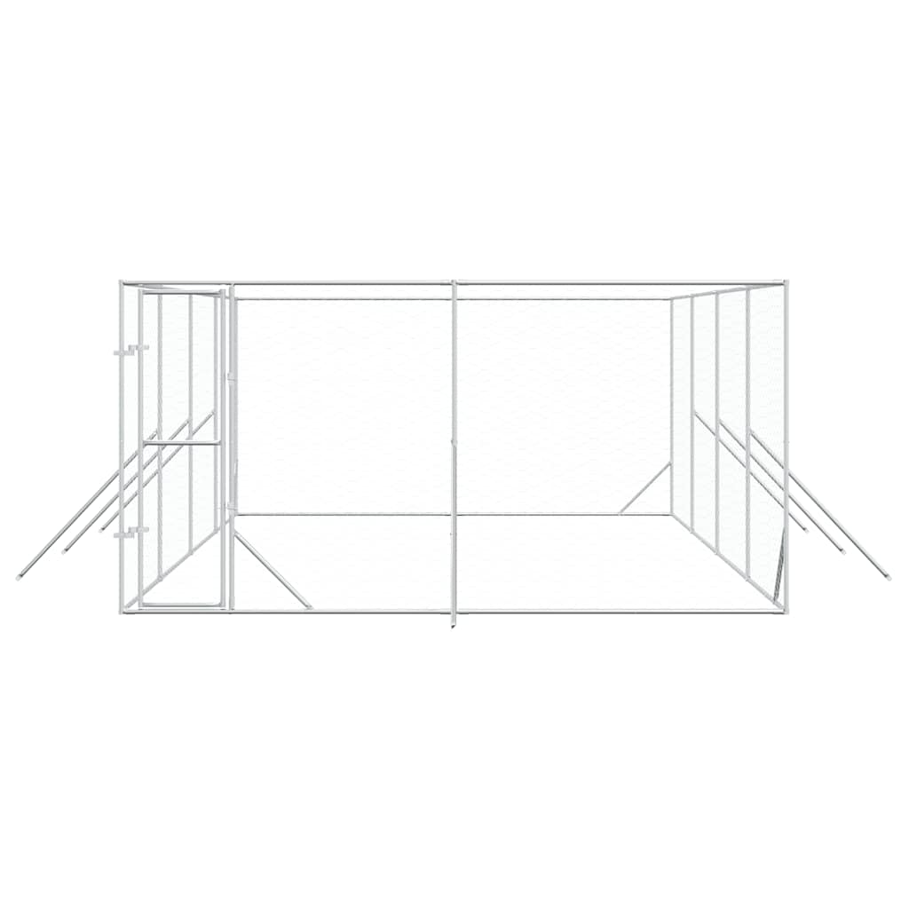 Perrera De Exterior Acero Galvanizado Plateado 4x8x2 M_3