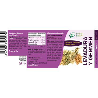 Levedura + Germe 600 mg 125 Comprimidos GHF