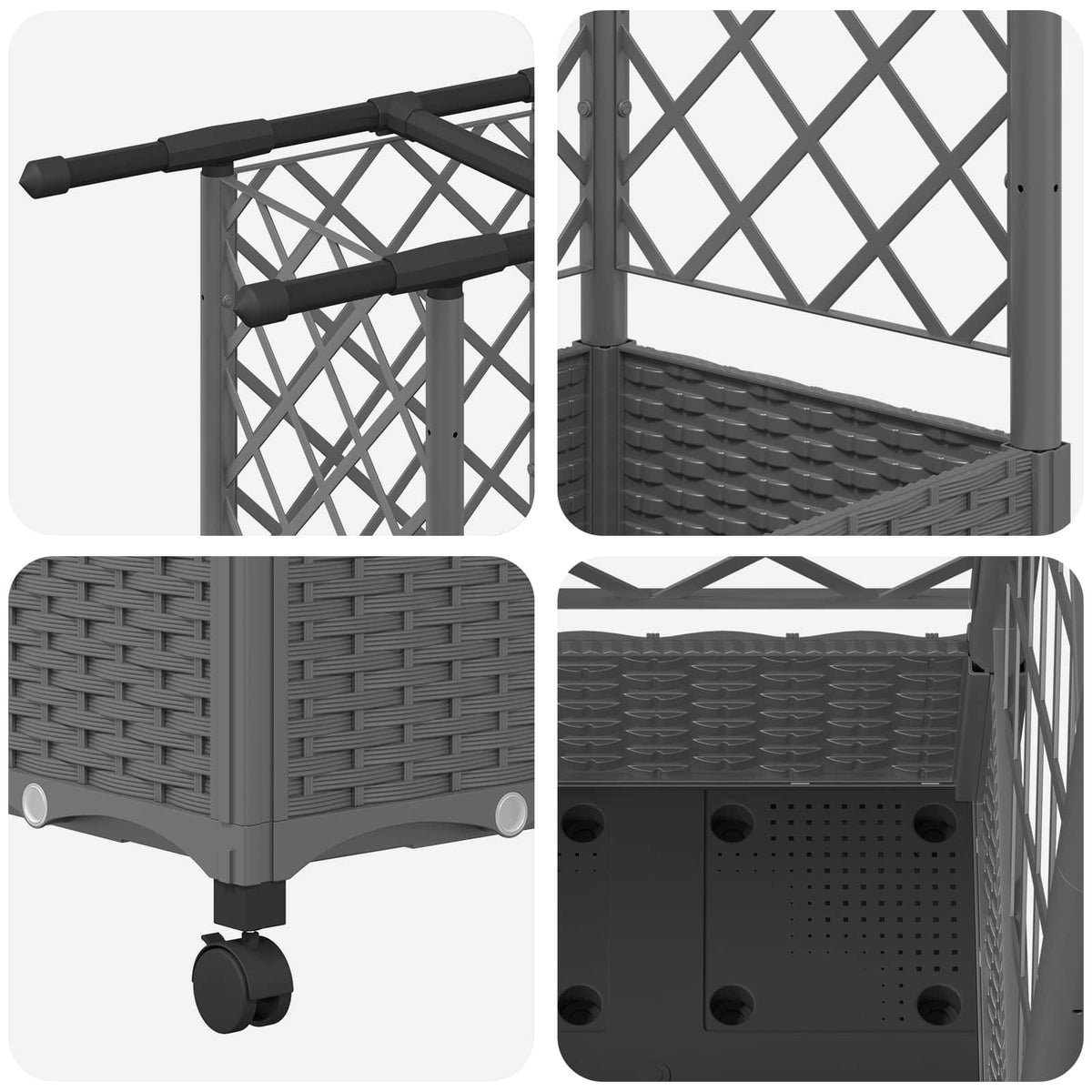 Cama Elevada Con Trellis Y Techo Gris Claro 124 X 40 X 127 Cm_5