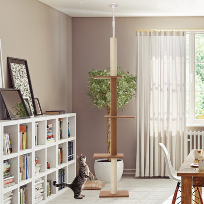 Pawhut Árbol Para Gatos Rascador 43x27x228-260cm Altura Ajustable 4 Plataformas_1