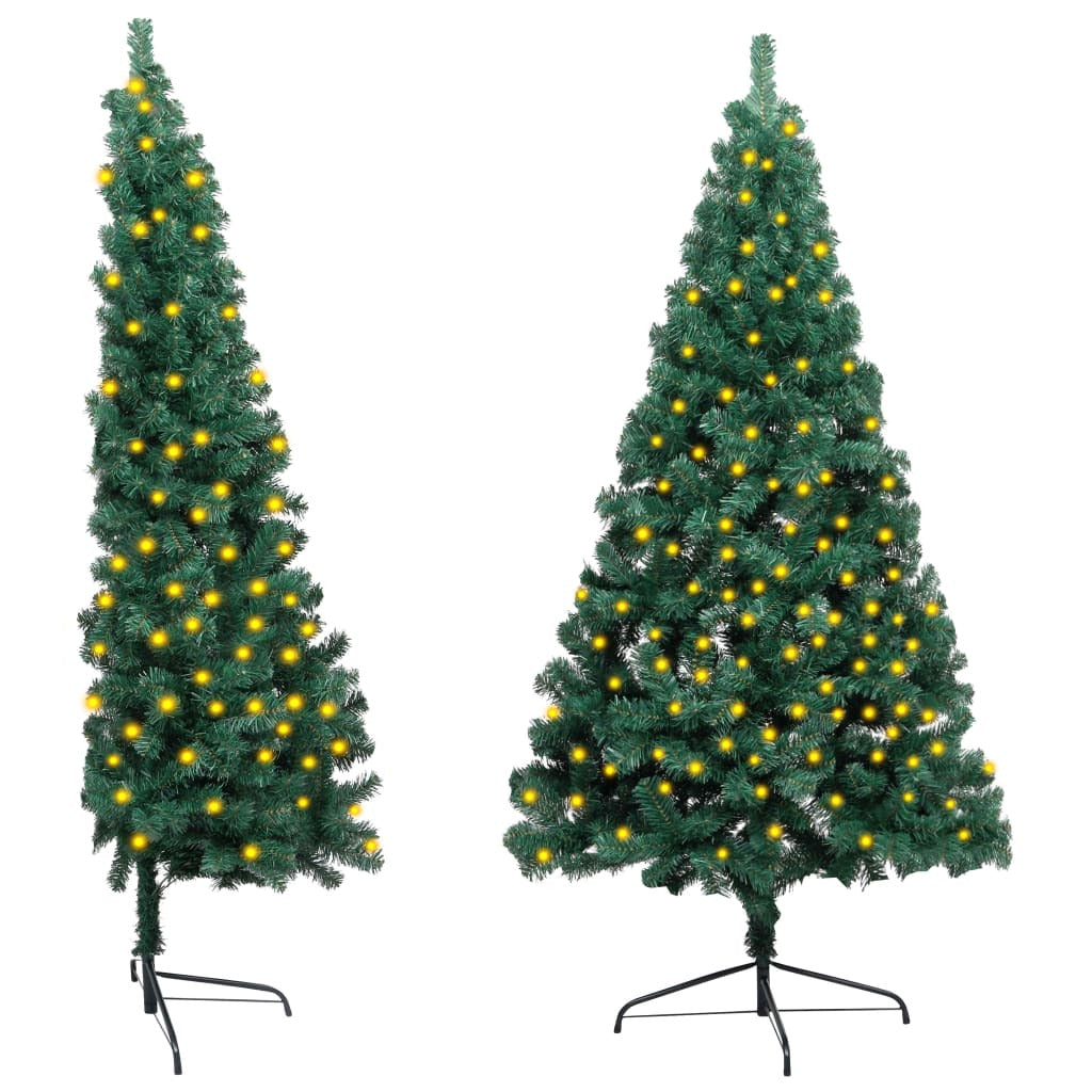 Vidaxl Medio Árbol De Navidad Con Luces Y Soporte Verde 180 Cm_0