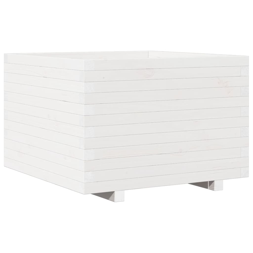 Jardinera Madera Maciza De Pino Blanco 70x70x49,5 Cm_0