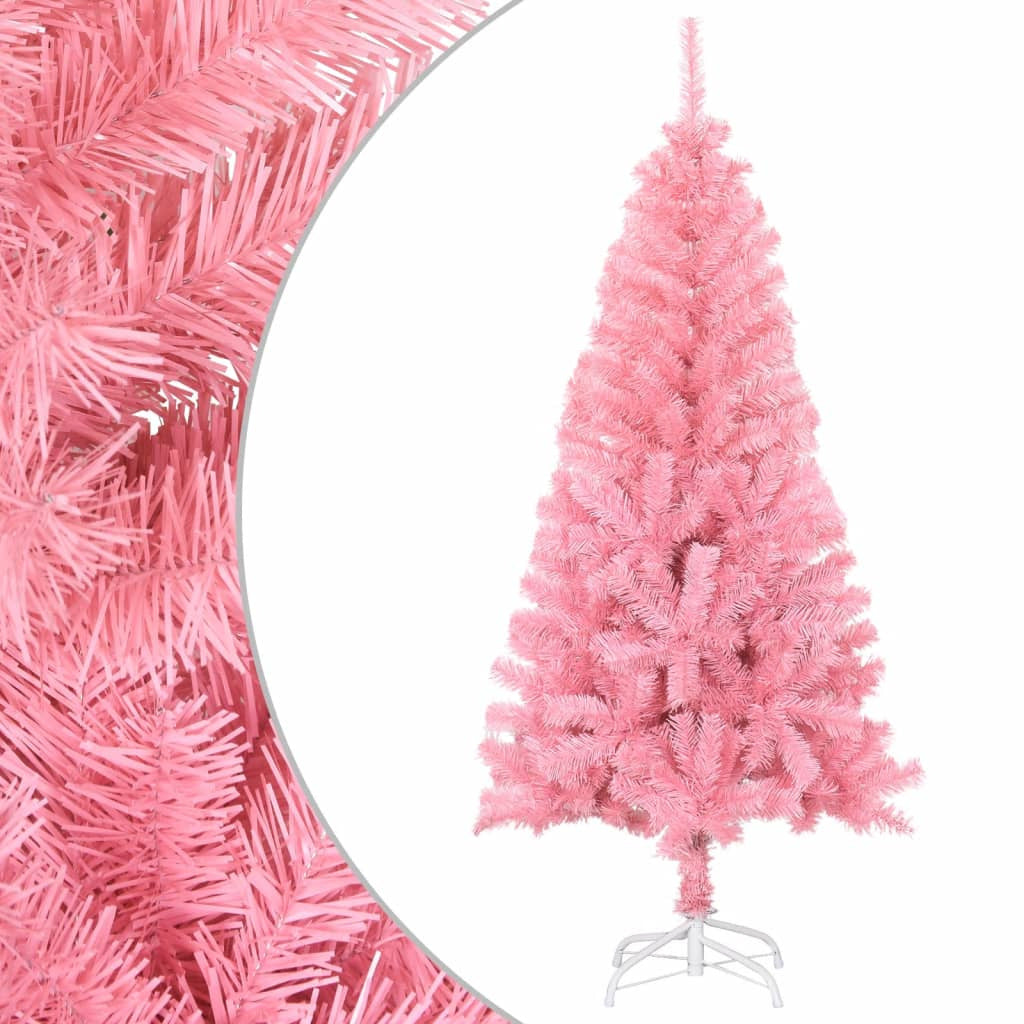 Vidaxl Árbol De Navidad Artificial Con Soporte Pvc Rosa 120 Cm_0