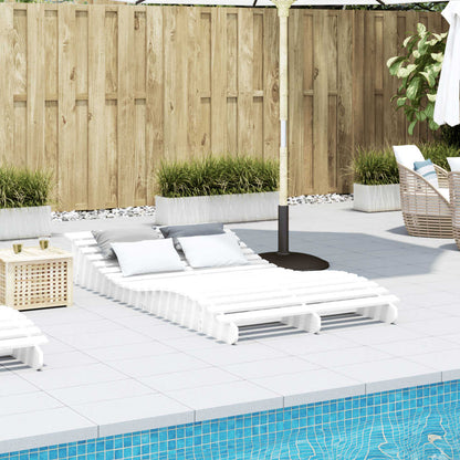 Tumbona De Madera Maciza De Pino Blanca 205x110x31,5 Cm / Vetonek_4