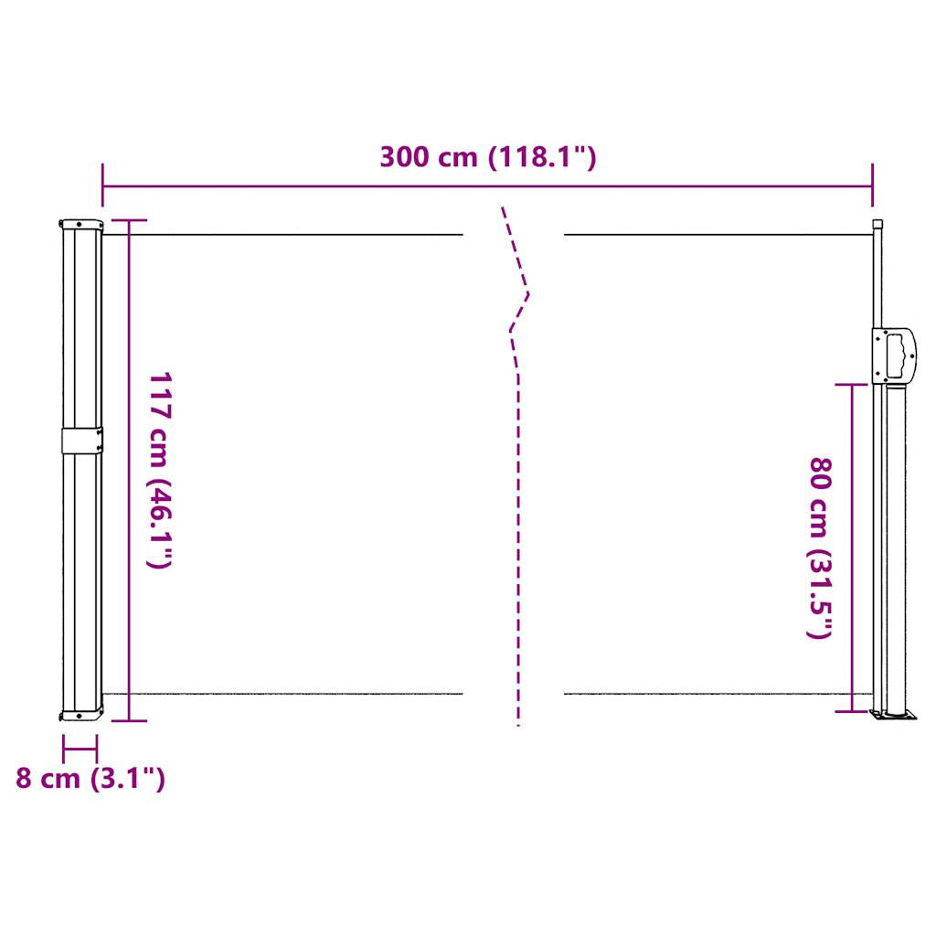 Vidaxl Toldo Lateral Retráctil Rojo 117x300 Cm_2