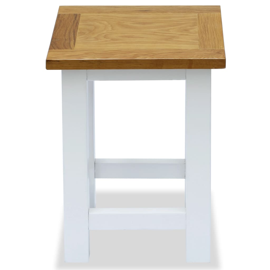 Mesa Auxiliar De Madera Maciza De Roble 27x24x37 Cm_0