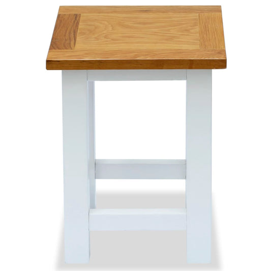Mesa Auxiliar De Madera Maciza De Roble 27x24x37 Cm_0