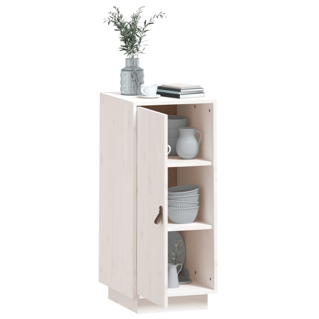 Aparador De Madera Maciza De Pino Blanco 34x40x75 Cm / Vetonek_3