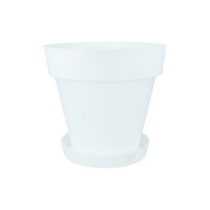 Embalagem de vasos brancos Tes 18 x 15 cm com pires