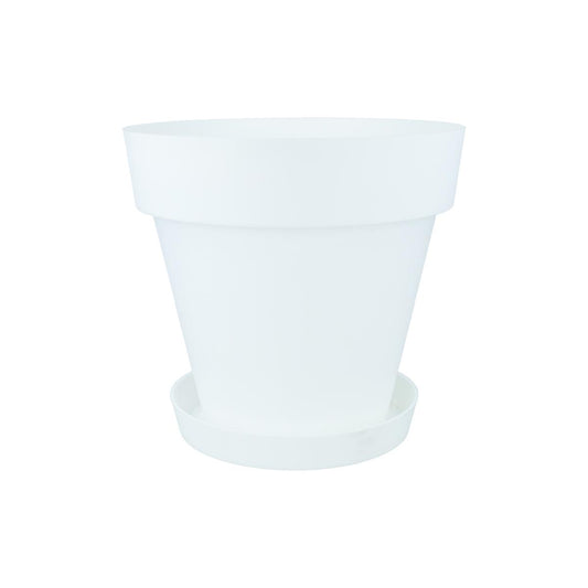 Embalagem de vasos brancos Tes 18 x 15 cm com pires