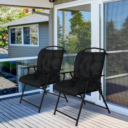 Outsunny Conjunto De 2 Cojines Para Silla Con Respaldo 50x98x8 Cm Negro_1