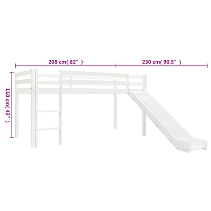 Cama Alta Para Niños Tobogán Y Escalera Madera Pino 97x208 Cm / Vetonek_1