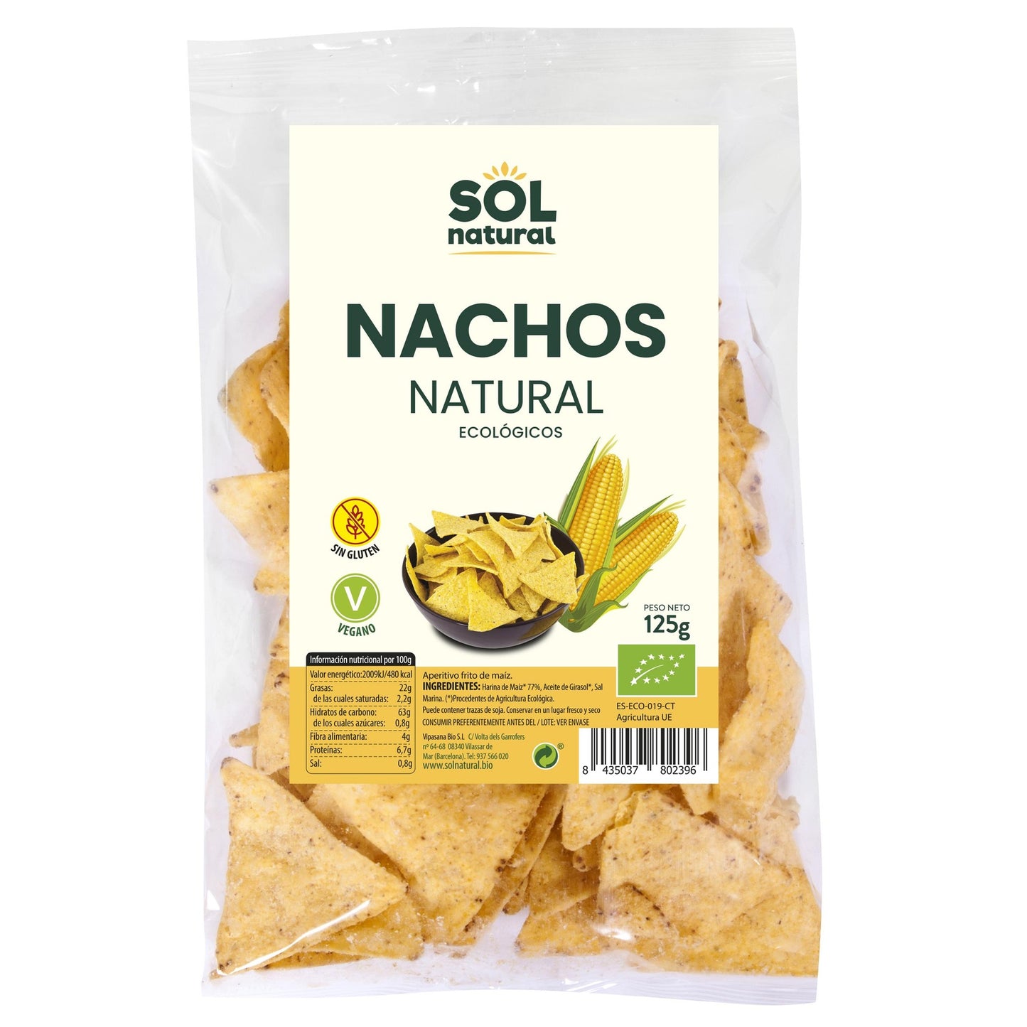 Nachos de Milho Natural Sem Glúten Sol Natural 125 g