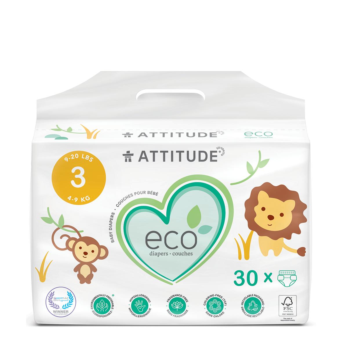 Fraldas Attitude T3 Midi (4-9kg) 30 unidades