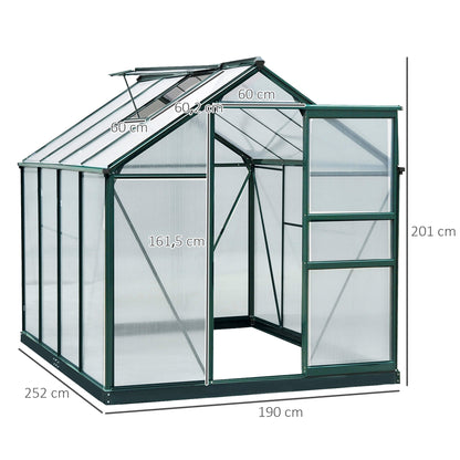 Outsunny Invernadero De Jardín 2x2,5m Policarbonato Aluminio Protección Uv30_2