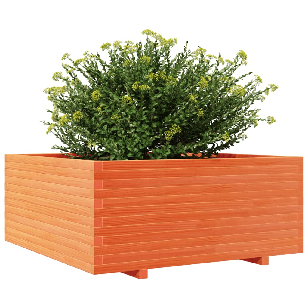 Jardinera Madera Maciza De Pino Marrón Cera 110x110x49,5 Cm_3