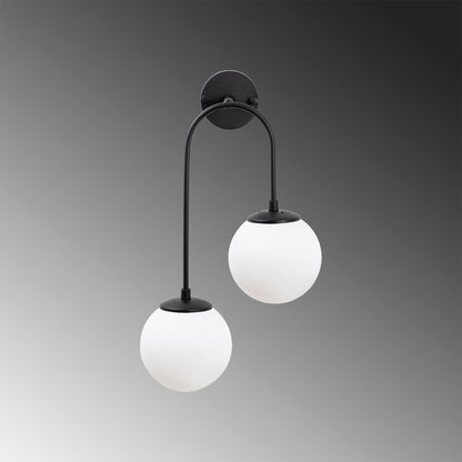 Aplique De Pared Pantalla Blanca, Metal , Negro, 30x24x55, Casquillo 2 X E14 Max 15 W_4