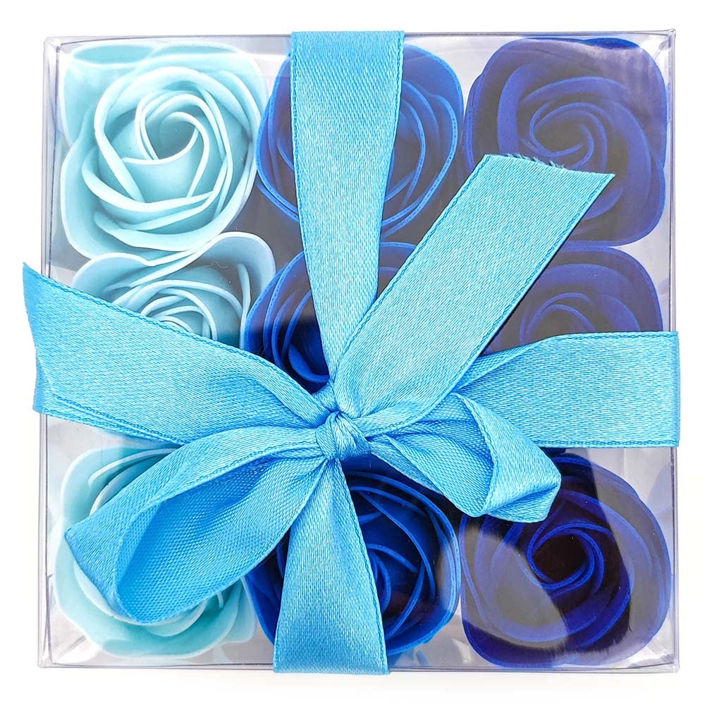 Pack 5 Cajas 9 Rosas De Jabón (azul) - Flores Con Pétalos De Jabón Perfumados - Regalo Original Para Días Especiales_2