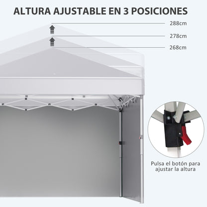 Outsunny Carpa Plegable 3x3 M Con Altura Ajustable Y Bolsa De Transporte Blanco_5