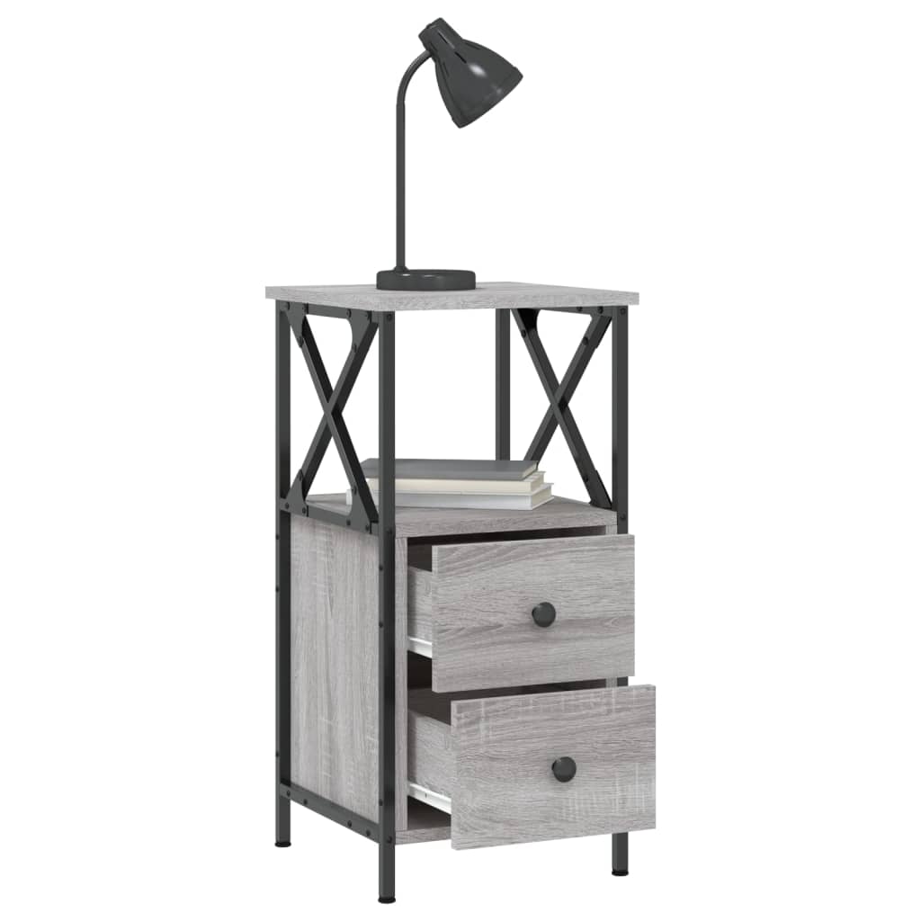 Mesitas Noche 2 Uds Madera Ingeniería Gris Sonoma 34x35,5x70 Cm_3