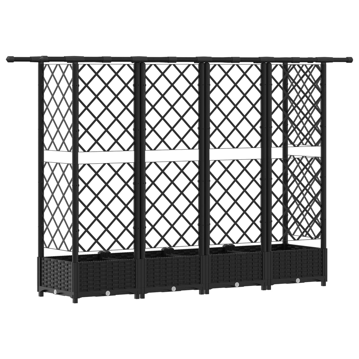 Cama Elevada Con Trellis Y Techo Negro 202,5 X 40 X 121 Cm Pp_4