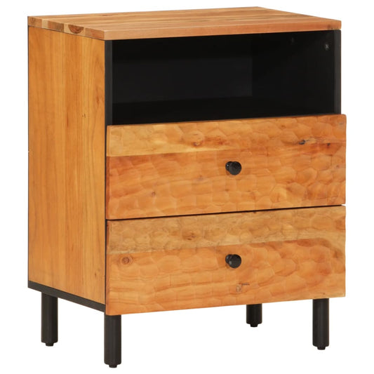 Mesita De Noche Madera Maciza De Acacia 50x33x60 Cm_0