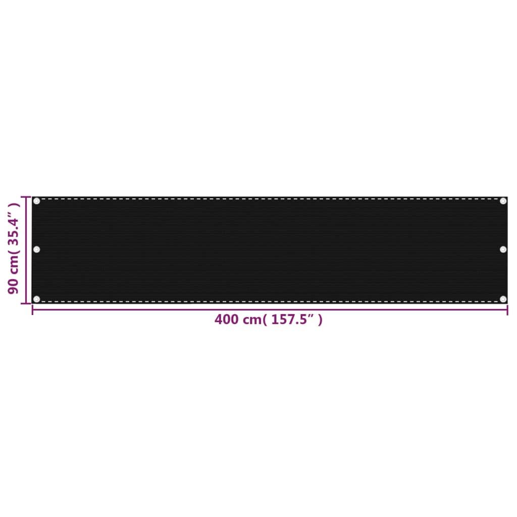 Vidaxl Toldo Para Balcón Hdpe Negro 90x400 Cm_4