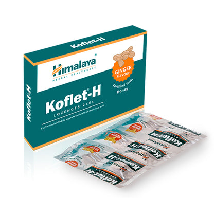Pastilhas de gengibre para garganta Himalaya Koflet, 12 unidades