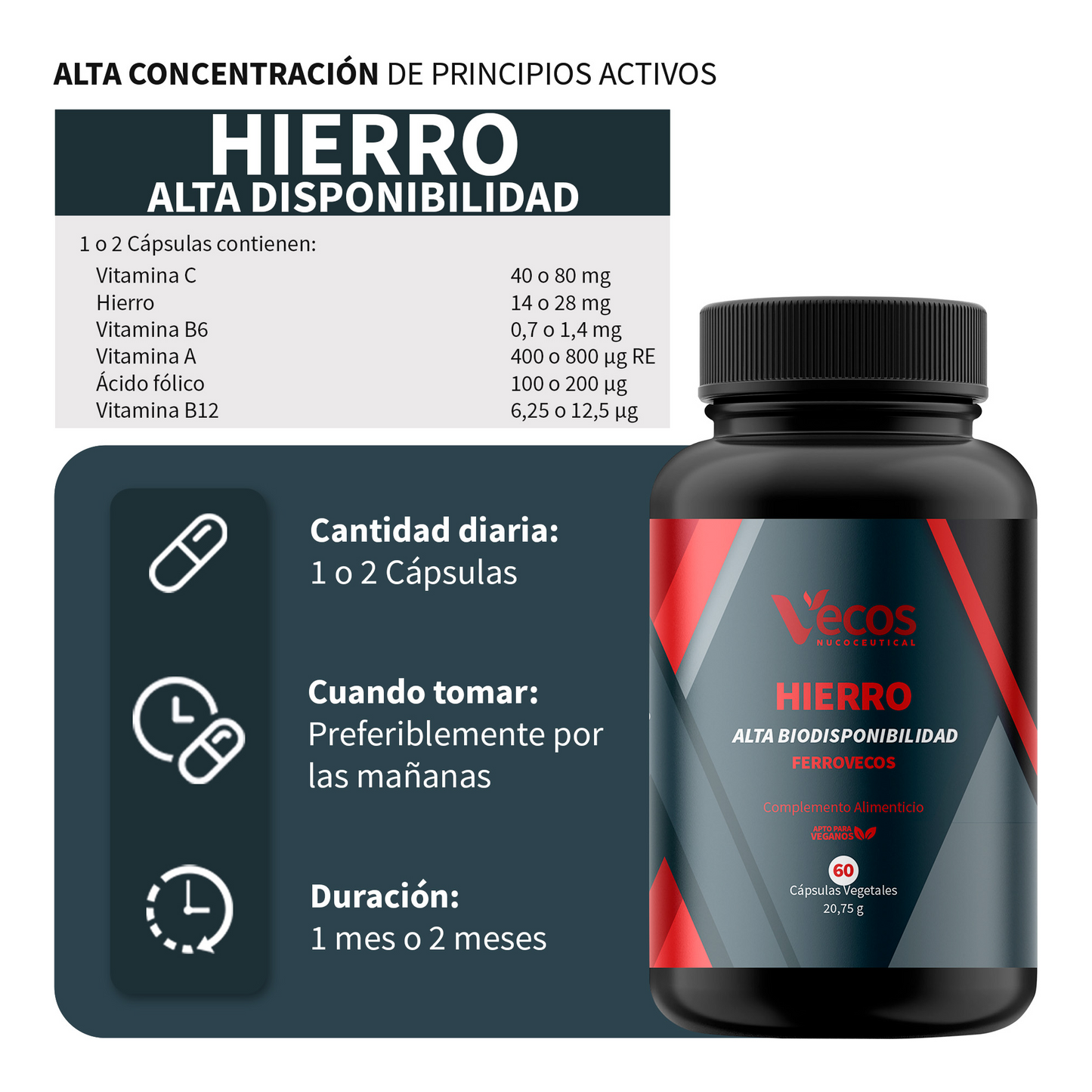 Hierro Alta Biodisponibilidad Vecos 60 Cápsulas | Energía Y Reducción De La Fatiga_2