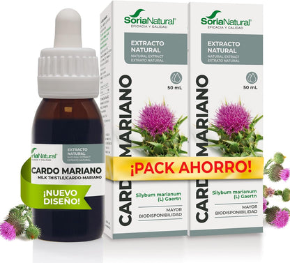 Embalagem com 2 extratos de cardo mariano da Soria Natural, 50 ml