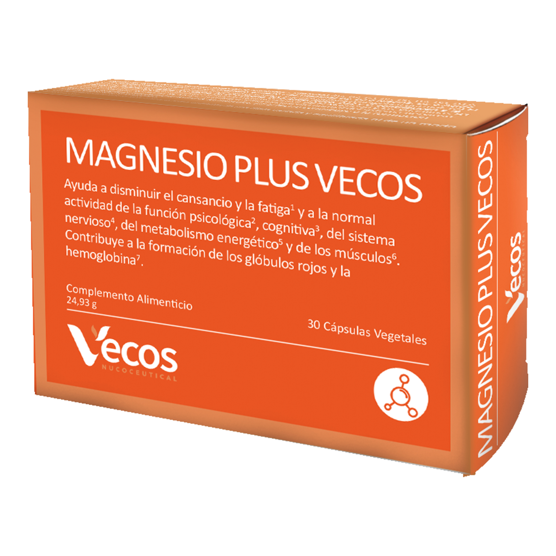 Magnesio + Vitaminas B Y Hierro Vecos 30 Cápsulas | Reducción Del Cansancio Y Energía Diaria_0