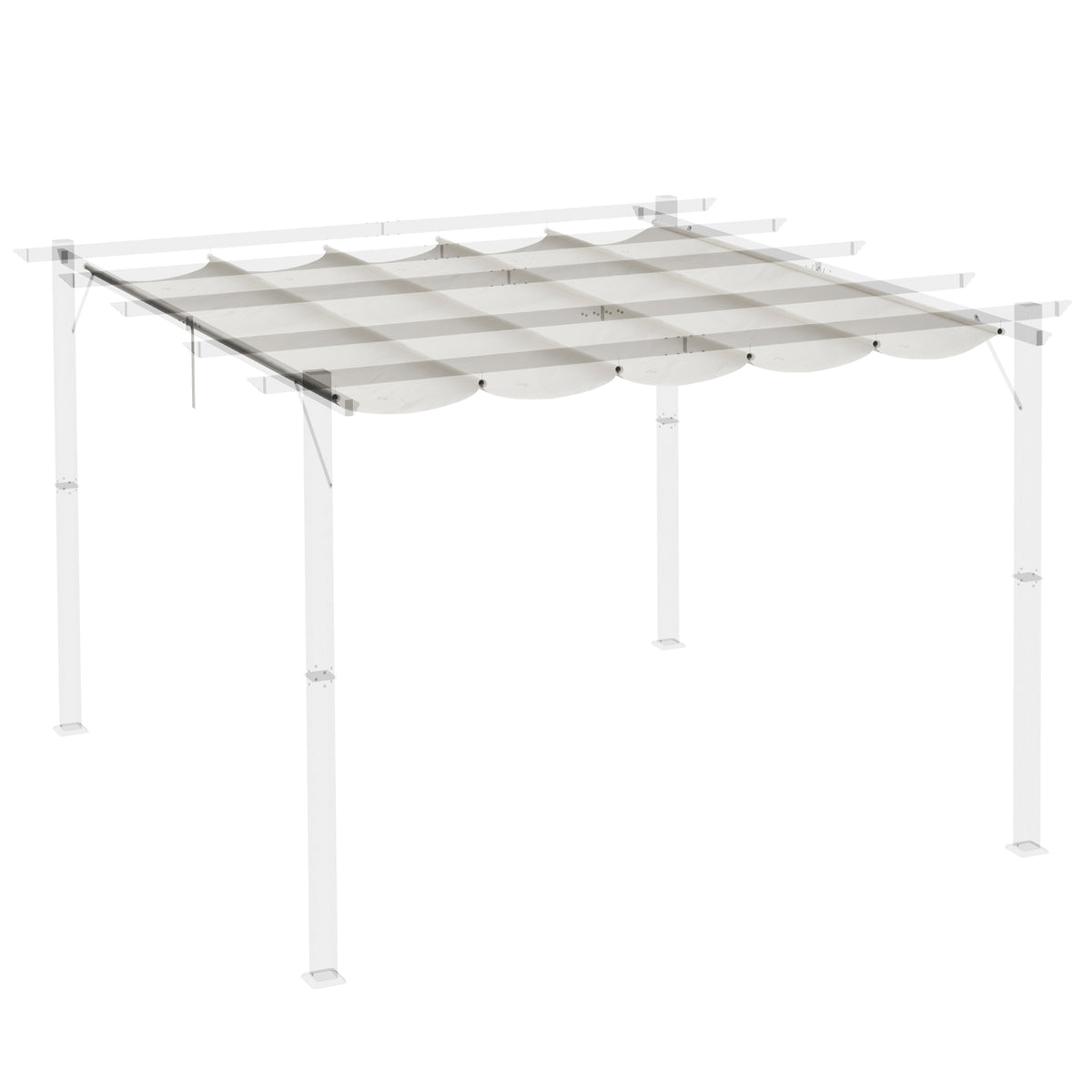 Cubierta Para Pérgola Outsunny Tela Poliéster Crema 250x255x6 Cm_3