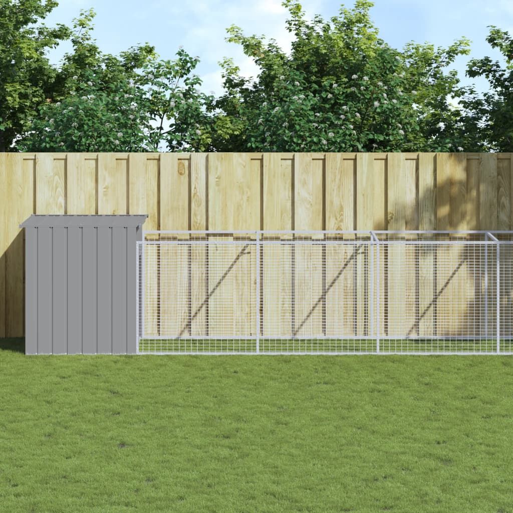 Vidaxl Caseta Perros Corral Acero Galvanizado Gris Claro 110x813x110cm_1