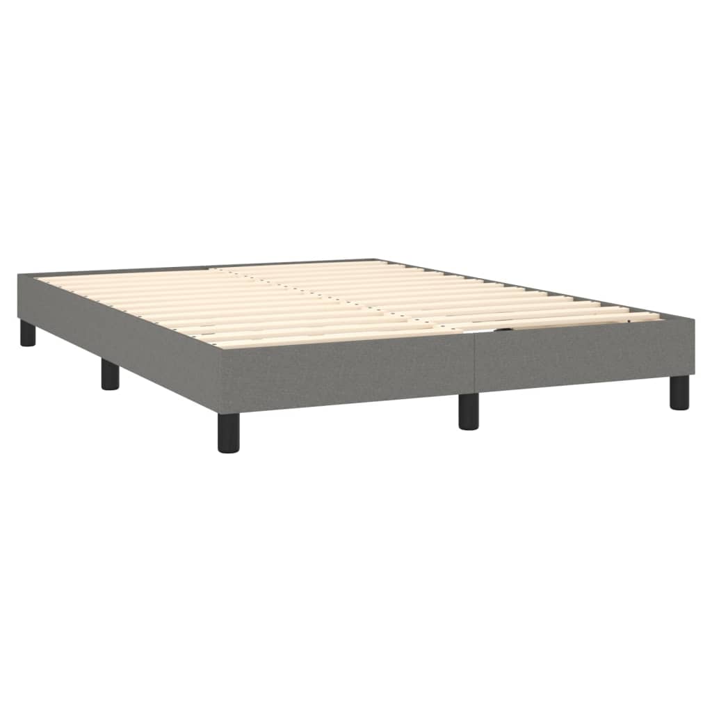 Cama Box Spring Con Colchón Y Led Tela Gris Oscuro 140x190 Cm / Vetonek_2