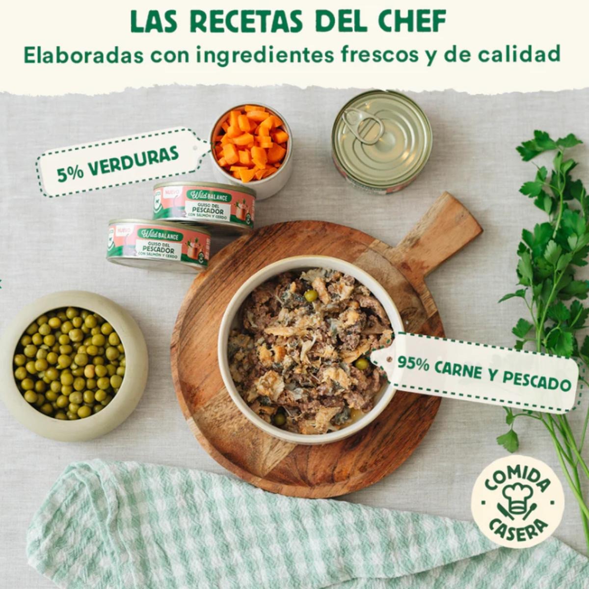 Pack de Ensopado de Salmão e Porco Wild Balance Fisherman's para Gatos 6x80g