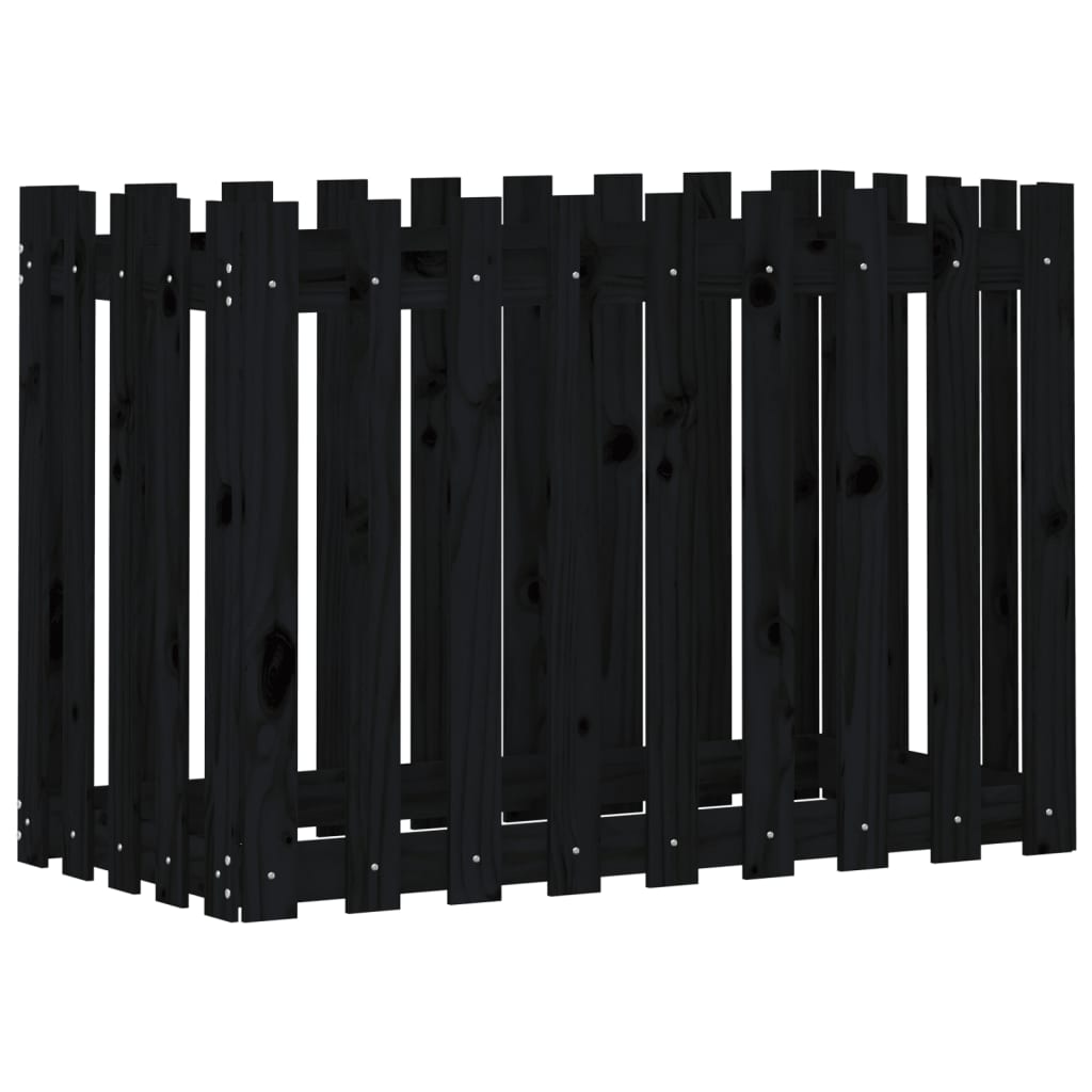 Arriate Elevado Jardín Con Valla Madera Pino Negro 100x50x70cm_0