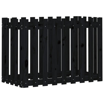 Arriate Elevado Jardín Con Valla Madera Pino Negro 100x50x70cm_0