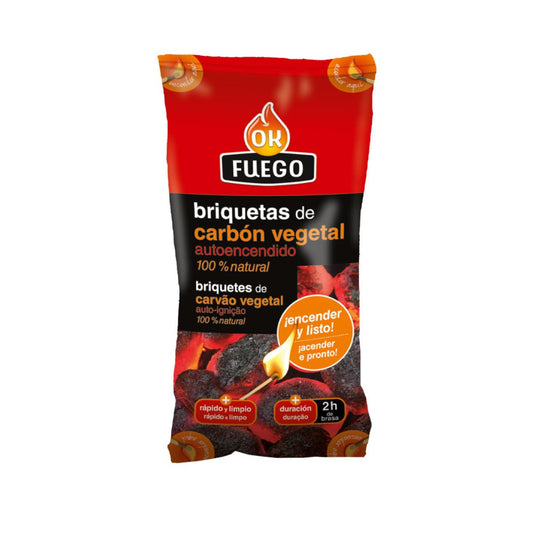 Briquetes de carvão auto-inflamáveis ​​​​Okfuego 1,5 kg