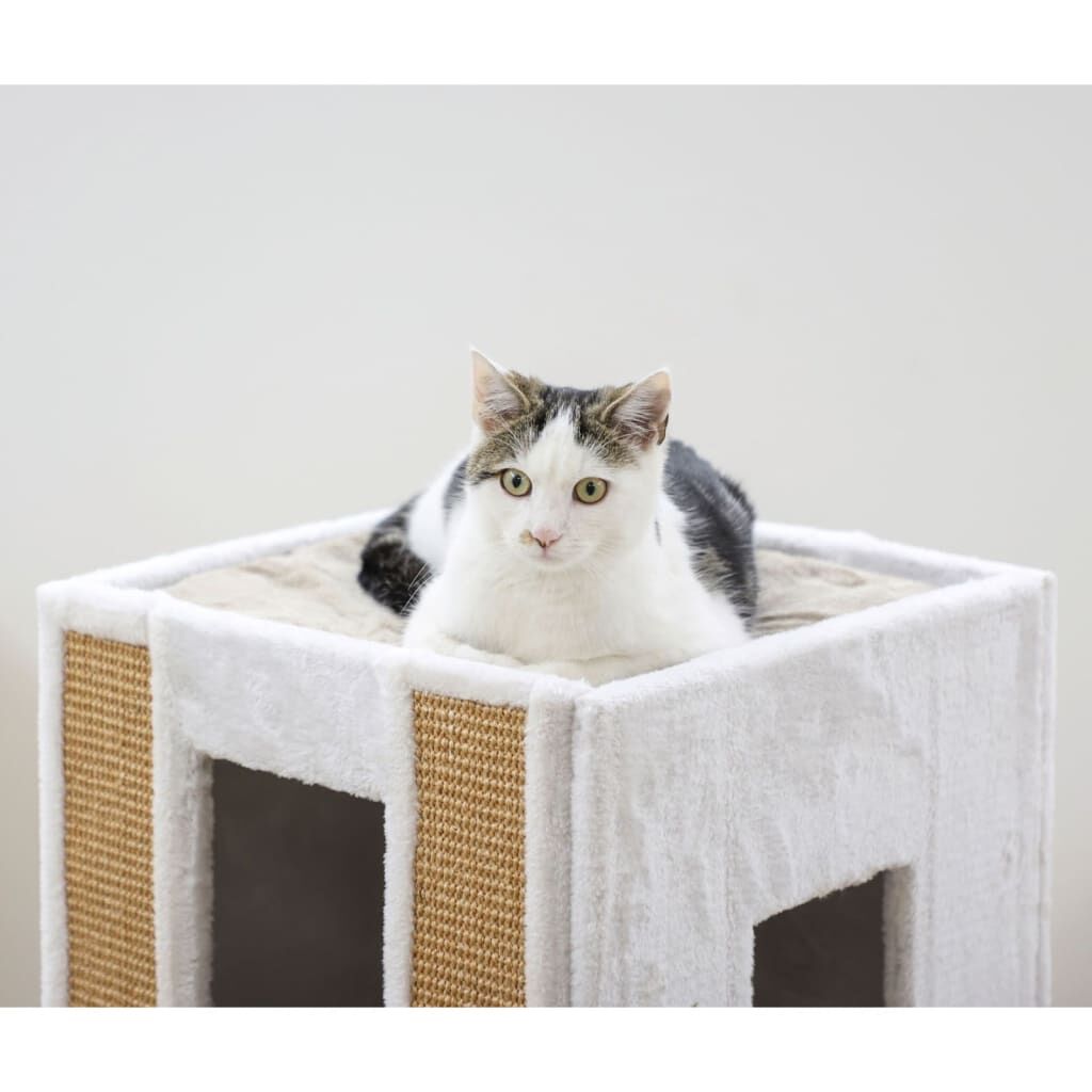 Kerbl Rascador Gatos Forma De Cubo Galina Blanco Y Marrón 40x40x78cm_3