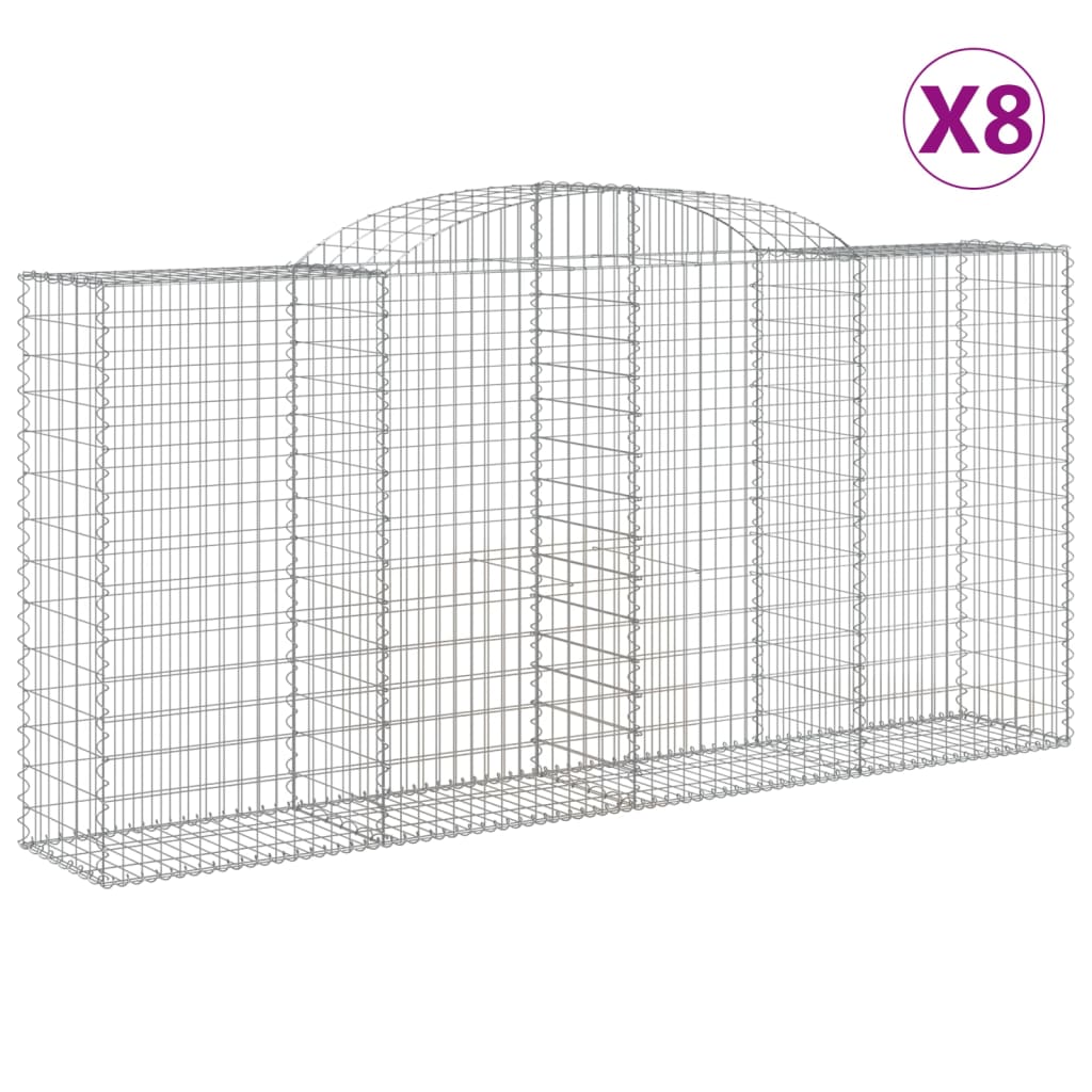Cestas De Gaviones 8 Uds Forma De Arco Hierro 300x50x140/160 Cm_0