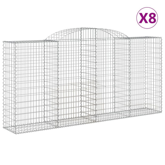 Cestas De Gaviones 8 Uds Forma De Arco Hierro 300x50x140/160 Cm_0