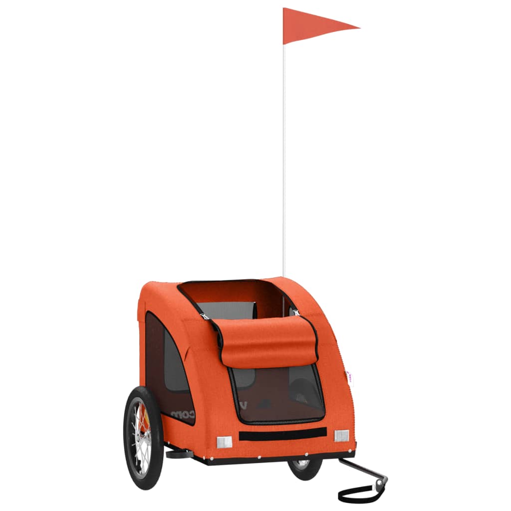 Remolque De Bicicleta Mascotas Hierro Tela Oxford Naranja_2