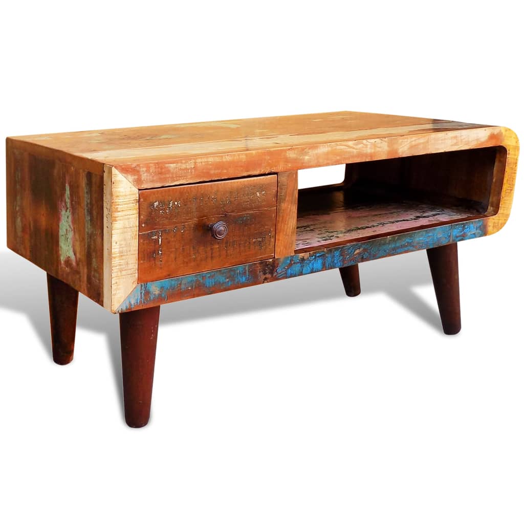 Mesa De Centro Con Borde Curvado 1 Cajón Madera Reciclada_1