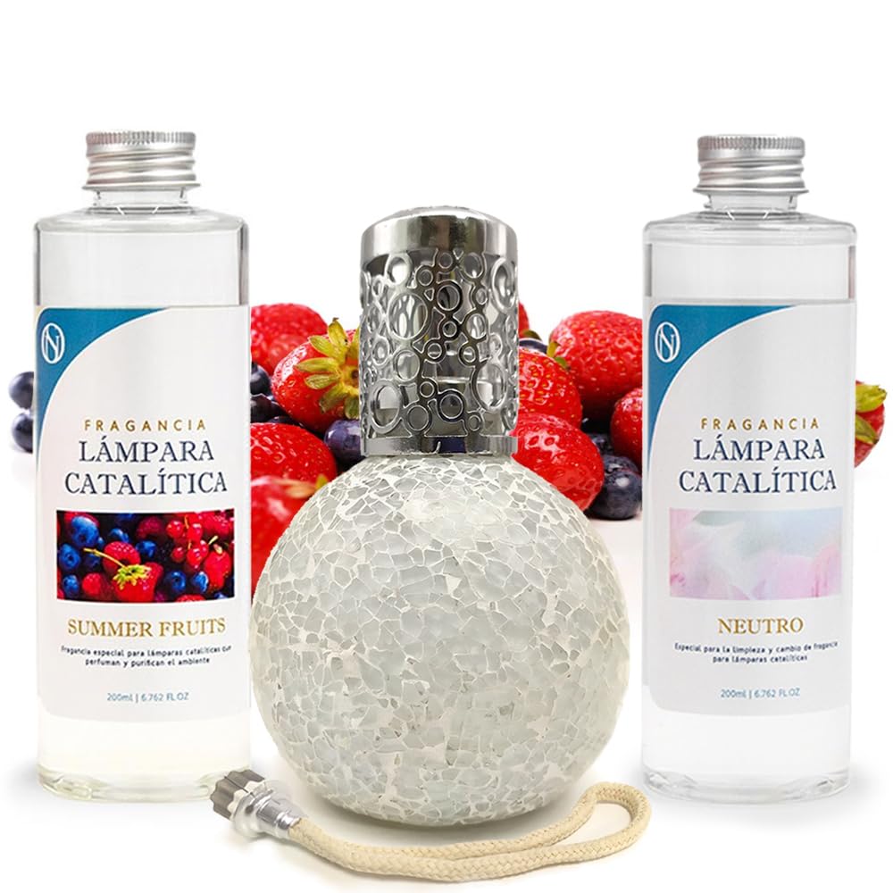 Pack Ahorro Lámpara Catalítica Mosaico Blanco + Fragancia Summer Fruits 500ml + Limpiador Neutro 200ml + Mecha Repuesto_0