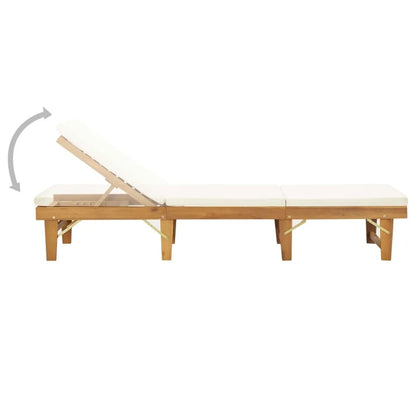 Tumbona Plegable Con Cojín Madera Maciza De Acacia Blancocrema_4