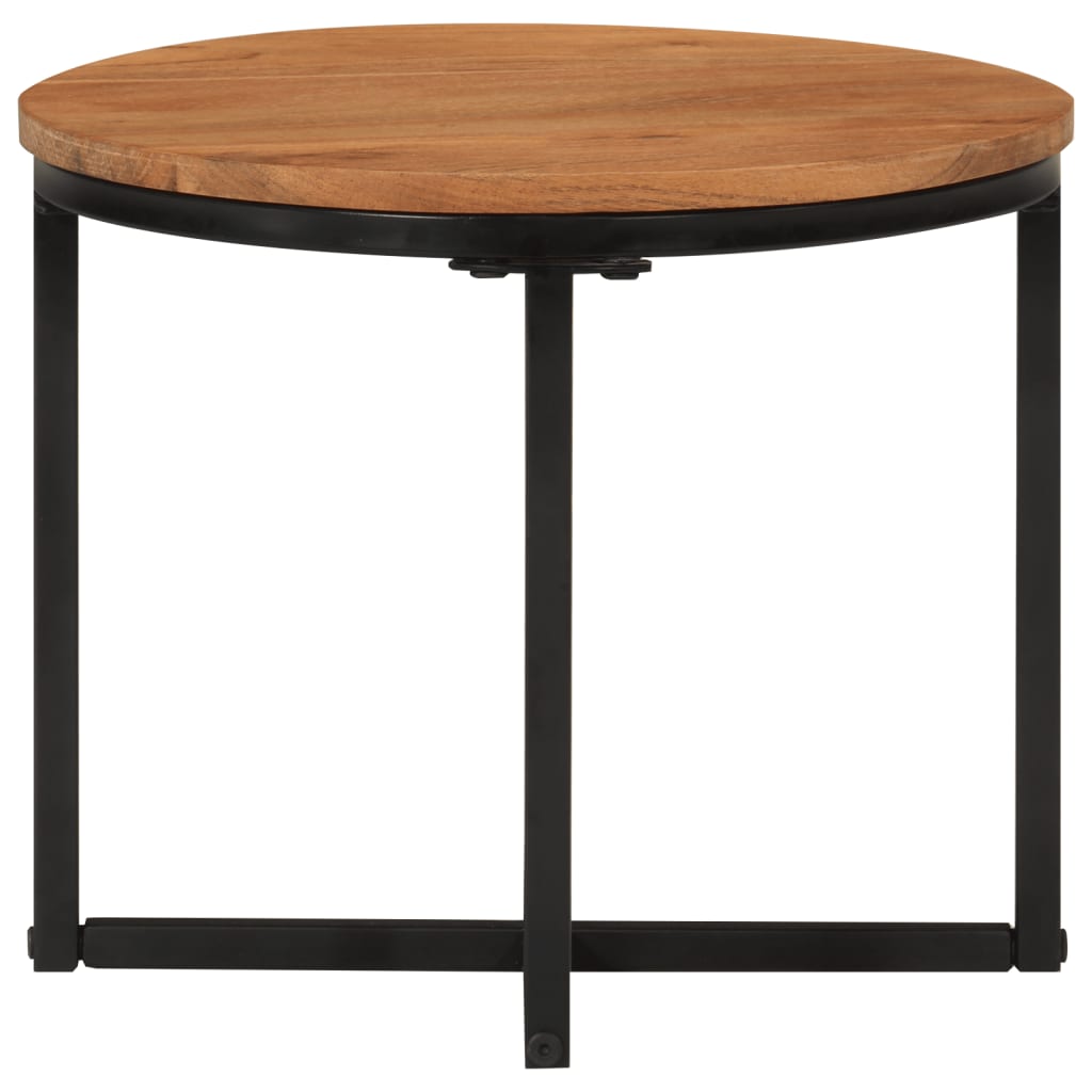 Mesa De Centro De Madera Maciza De Acacia Y Hierro 35x35x30 Cm_0