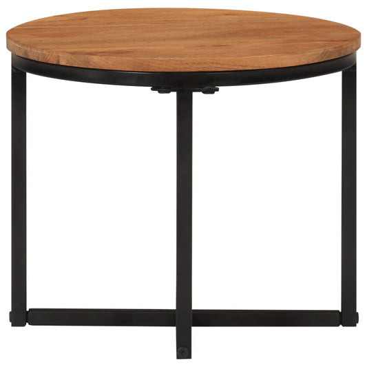 Mesa De Centro De Madera Maciza De Acacia Y Hierro 35x35x30 Cm_0